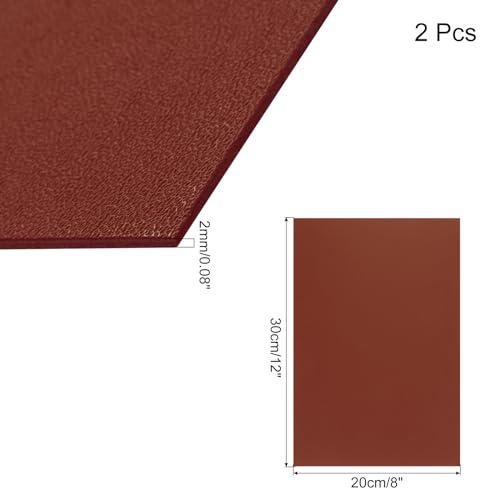 Image of ABS Plastic Sheet 8 x 12 Inch,Flexible Plastic Sheets 1 /12 Inch Thick Thermoplastic Sheet with Leather Texture Wine Red for DIY Crafts Decors 2Pcs