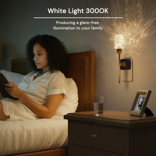 Image of L LOHAS LED Night Light, 2 Pack Night Lights Plug into Wall | Automatic Night Lights with Auto Light Sensor, 0-100LM Adjustable Brightness Rotating Crystal Nightlight for Bedroom Hallway