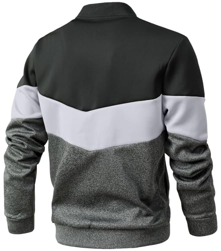 Hypestfit JAK-132 Mens Lightweight Jacket Casual Bomber Jacket Color Block Varsity Coat thumb #3