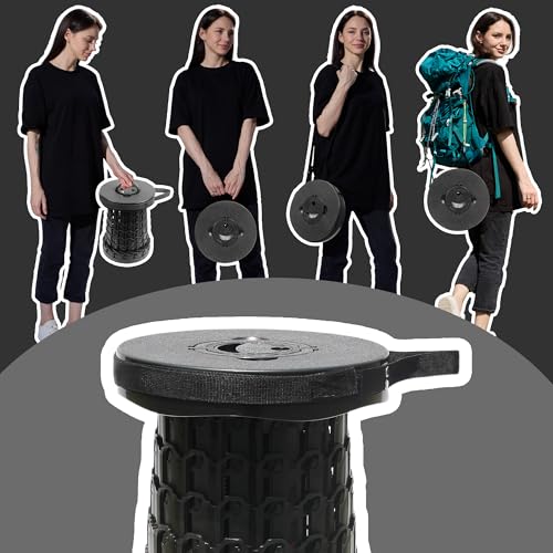 Image of Upgraded 19.7 inchPortable Collapsible Folding Stool with Cushion Retractable Telescoping Foldable Stool for Adults Heavy Duty Camping Sturdy with Max Load Capacity 1000lbs for Outdoor Fishing Hiking BBQ