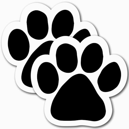 Image of Black Pawprint Car Magnet 5 Inch 2 Pack, Dog Lover Gift | Heavy duty magnetic decal for car, truck, SUV or fridge, full color UV printed