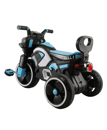 Image of SRECAP Kids Pedal Tricycle with Push Handle | Toddler Trike with Headlight, Music, EVA Wheels & Curved Seat with Backrest | 15 Months-3 Years (Blue)