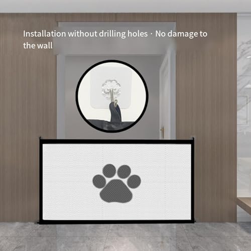 Mesh Dog Gate, Adjustable Indoor Barrier & Puppy Playpen Panel, Portable Folding Pet Safety Gate, Safety Fence for Stairs & Doorways(110 x 80cm) - Image 5