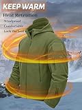 TACVASEN Herren Fleecejacke Military Outdoor Winddichte Jacke mit Kapuze- Gr. L, Grün