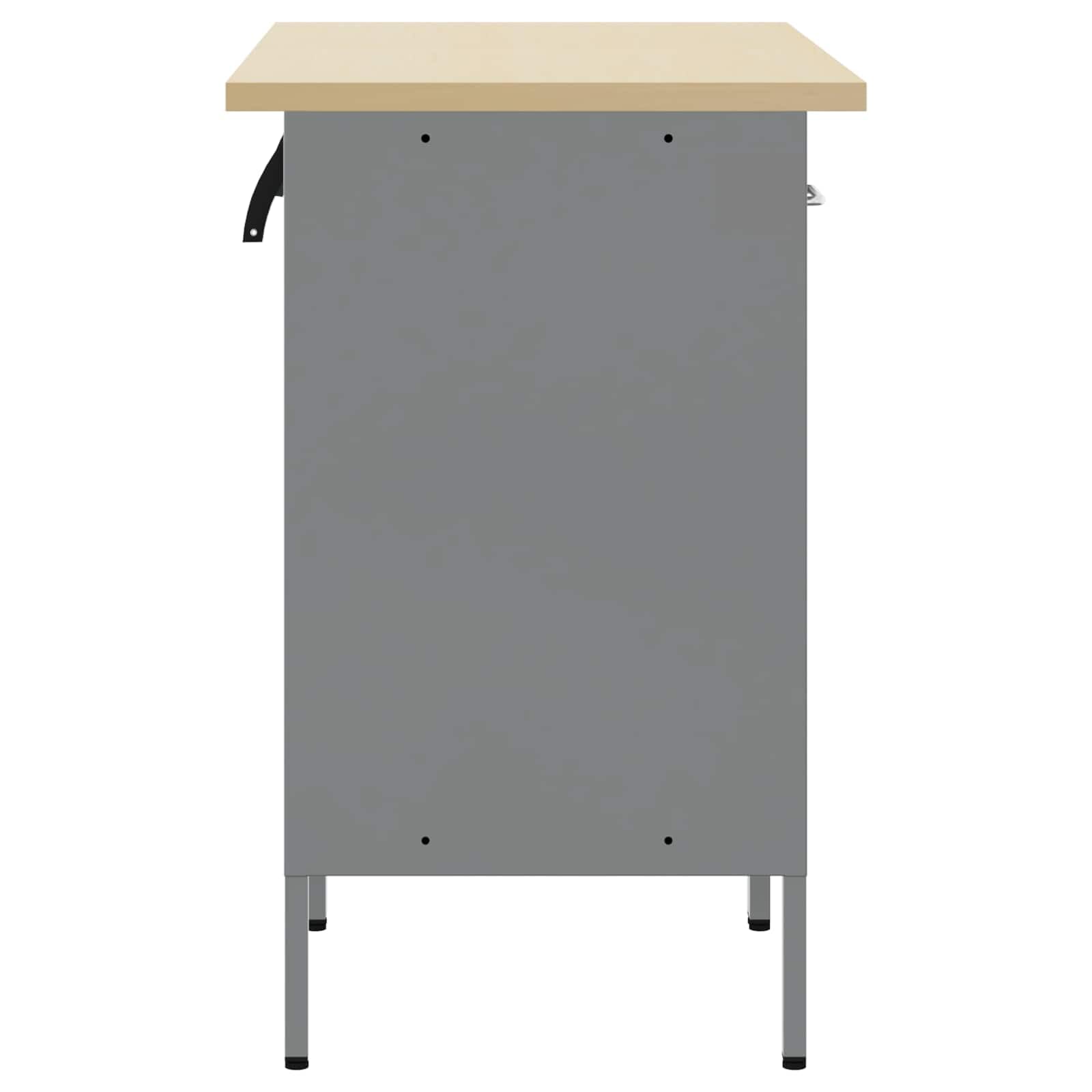 Banco de trabajo con cajones, 2 unidades, color negro y gris, 100 x 55 x 85 cm, armario de taller de madera y acero, almacenamiento de herramientas con sistema de organización, organizador