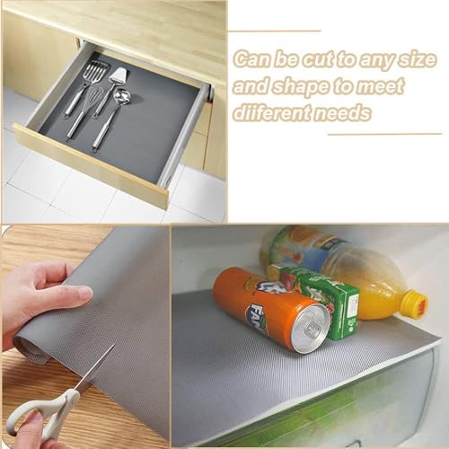 Image of Crasts Multipurpose Super Strong EVA Anti-Slip Kitchen Mats for Cupboard | Washable Shelf Liners for Kitchen Shelves, Cabinet Placemats (Grey, 45W x 500L cm (5L m))