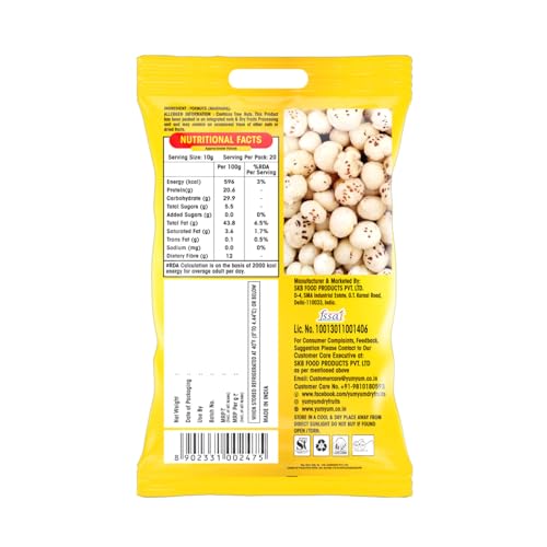 Image of Yum Yum High Protein Makhana (Foxnut) 200 g, Phool Makhana for Prasadam, Healthy Snacking, Fasting