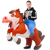 MXoSUM Inflatable Horse Costume for Adults Ride On Horse Costume & Cowboy Blow Up Costume for Halloween Funny Western Horse Suit