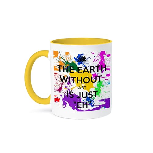 3dRose 11oz Two-Tone Yellow Earth Art Mug