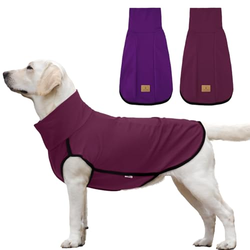 XPUDAC 2 Pack Dog Fleece Sweater Dog Sweatshirt Turtleneck Jacket Warm Stretchy Pet Cold Weather Clothes for Medium Large Dogs-X-Large