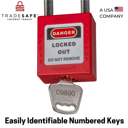 Tradesafe Lockout Tagout Locks Set - 10 Red Loto Locks, Lockout Locks Keyed Different, 1 Key Per Lock, Osha Compliant Lock Out Tag Out Padlocks, Safety Padlocks For Electrical Lockout Tag Out Kits #TOP4