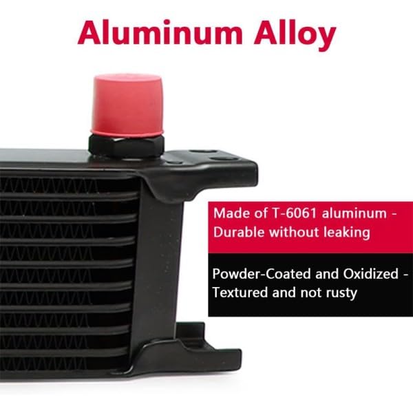 Radiatore Olio Universale in Alluminio 10 File Attacchi -AN10 maschio 330 x 50 x 70 mm Olio Motore Trasmissione