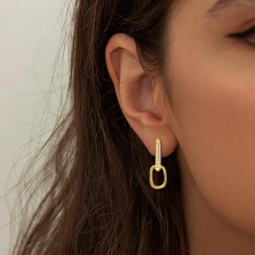 U Shaped Earrings for Women - Sterling Silver U Hoop Earrings for Sensitive Ears Hypoallergenic Cubic Zirconia Minimalist Loop Earring Fashion Women's Earrings Gifts2