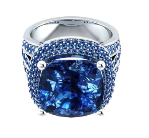 Awmnjtmgpw 925 Sterling Silver Cut Aquamarine cristobalite Zircon Zhenrong Inlaid Carat Blue Topaz Engagement Ring Size 6-10 (Size 9)3
