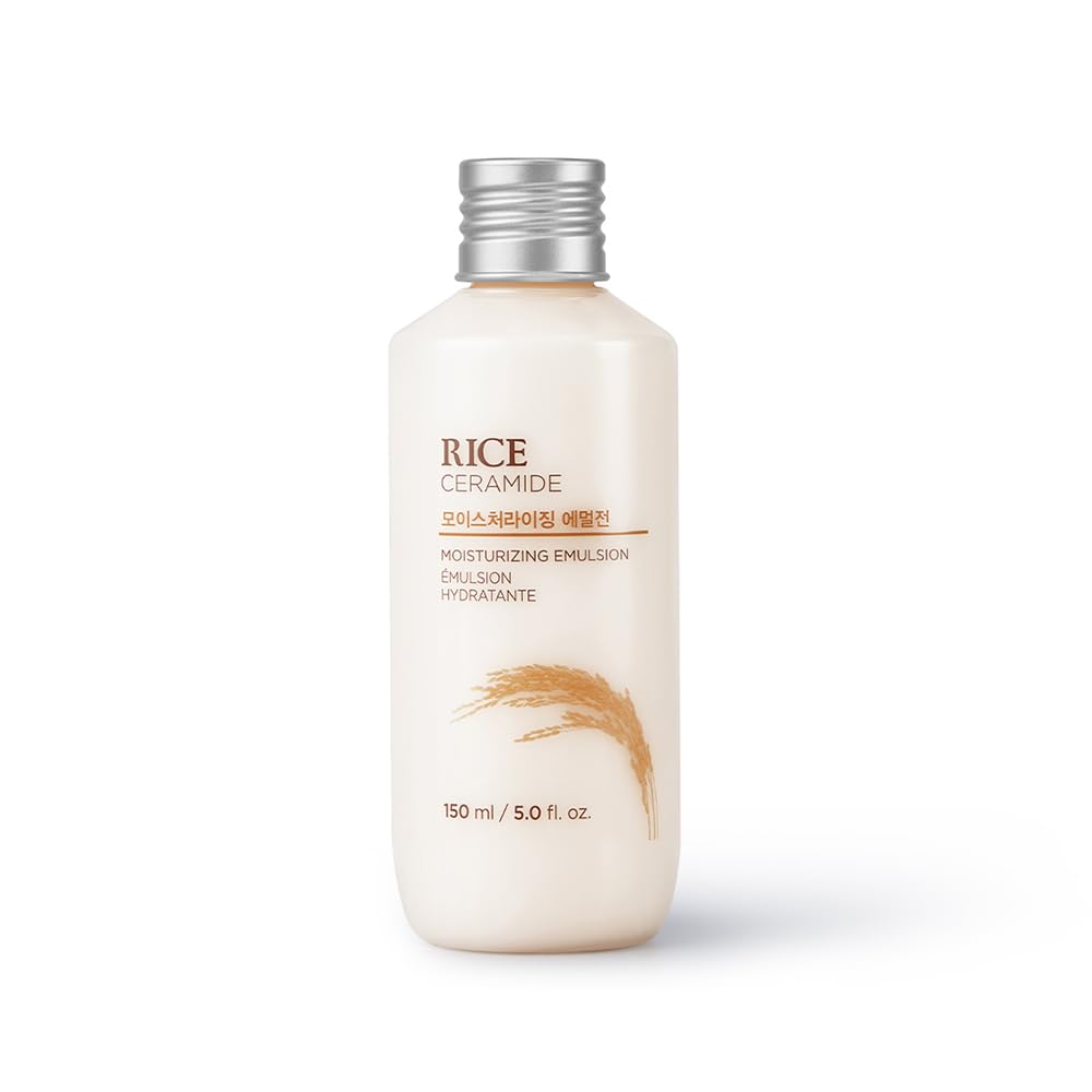 The Face Shop Rice&Ceramide Moisturizing Emulsion With Rice Extracts|Light Weight Emulsion|Locks Moisture For 12 Hours,For Soft And Glowing Skin |Korean Beauty Products For All Skin,150Ml,Liquid