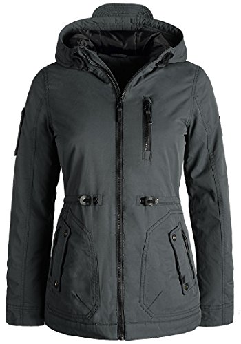 BlendShe Colette Parka De Entretiempo Abrigo Chaqueta para Mujer con Capucha, tamaño:L, Color:Dark Shadow (20239)