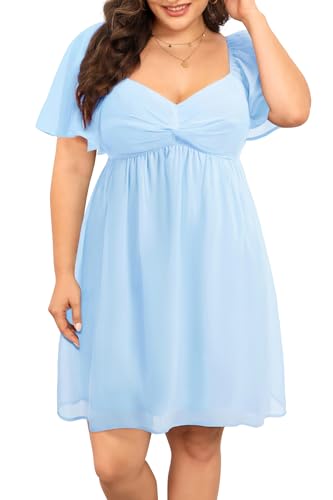 Image of Pinup Fashion Plus Size Graduation Homecoming Chiffon A-line Short Dress