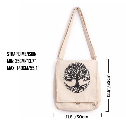 Freakmandu Hemp Sling Crossbody Bag - Tree of Life Unisex Crossbody Messenger Hemp Bag Sling Handmade in Nepal2