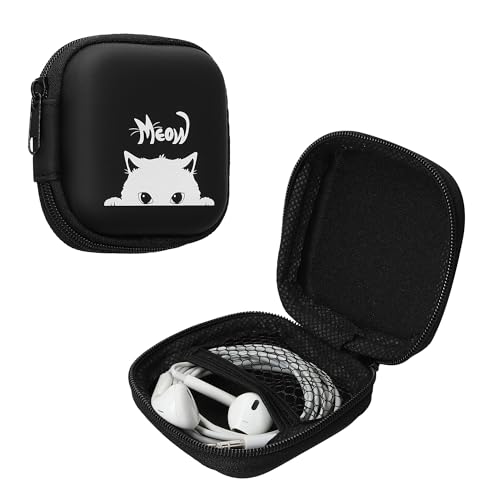 Ya en manzanajugosa.com: kwmobile Funda para Auriculares Compatible con Auriculares - Estuche con Cierre para Cascos - Cubierta Dura Universal para audífonos - Gato Meow Gris/Negro