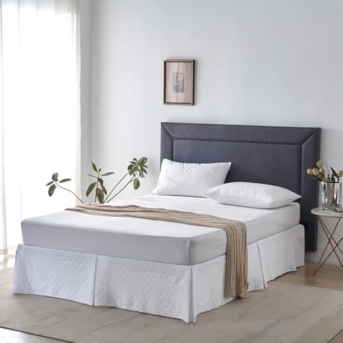 Pleated-Bed-Skirt-Queen-Size-Soft-and-Breathable-Microfiber-Knitted-Jacquard-Waffle-Weave-Striped-Bed-Skirt-Queen-Bed-Skirt-14-Inch-Drop-White Pleated Bed Skirt Queen Size Soft and Breathable Microfiber Knitted Jacquard Waffle Weave Striped Bed Skirt Queen Bed Skirt 14 Inch Drop White