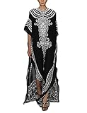 Bsubseach Casual Beach Kaftan Dresses Loungewear Caftan Swim Cover Up for Women Black White Print...