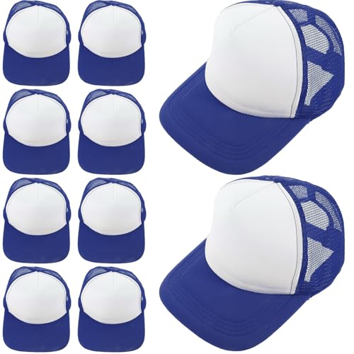 Casquettes de baseball en maille polyester respirante bleu vierges lot de 10