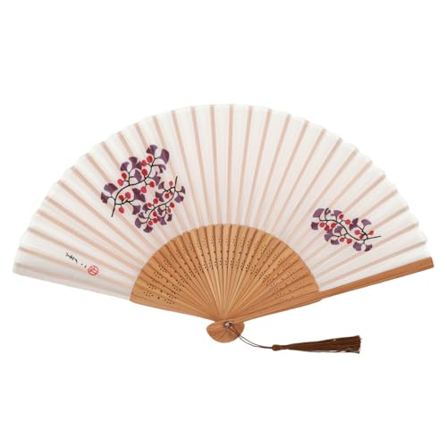 浴衣扇子和装 [なごみや]訳あり竹久夢二シルク扇子夏扇ゆかた夏着物用暑さ熱中症対策レディース Free Size いちょう_白のサムネイル