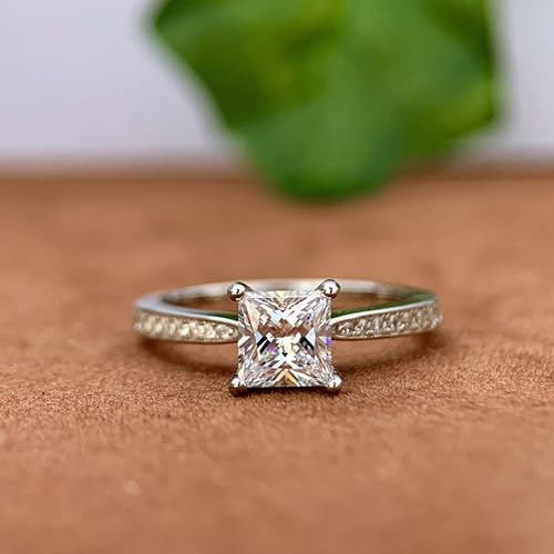 Moissanite Rings 1 Carat Princess Cut Moissanite Ring D Color VVS1 Solitaire Moissanite Engagement Rings for Women4