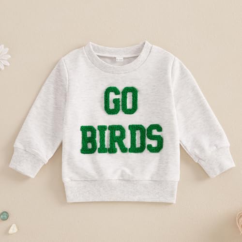 Toddler Baby Boy Girl Football Clothes Go Birds Embroidery Sweatshirt Long Sleeve Crewneck Pullover Shirt Tops2
