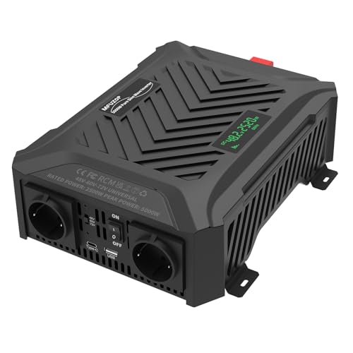 MFUZOP Inversor 48V/60V/72V a 220V/230V Onda Pura 3000w/6000w, Convertidor de Voltaje con Sistema de Detección Inteligente, Entrada Ajustable, Pantalla LCD, 2 EU, 1 Tipo-C, 1 USB 2.1A