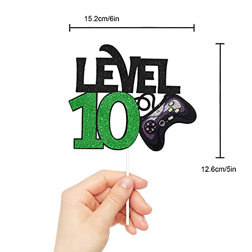 Level 10 Game Birthday Cake Topper - Video Game Boy's 10Th Birthday Level Up Party Cake Supplies - Game On Winner Gaming Party Decoration #TOP3