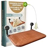 Hamaca Gato Ventana Plegable sin Cables Cama Gato Ventana con Ventosa Reforzada Manta Reversible Lavable Juguete Antiestrés Cama Ventana para Gatos Fácil Montaje Compatible Cortinas Diseño Premium