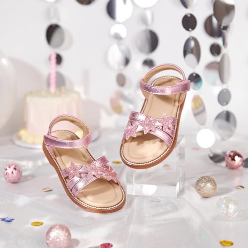 Image of Flaryzone Girls Sandals Open Toe Summer Flats Dress Sandals Shoes Toddler /Little Kid
