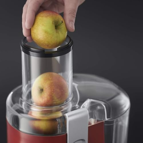 Foto von Russell Hobbs Entsafter [Gemüse Und Obst] Desire Rot (XL Einfüllöffnung F. Ganzes Obst & Gemüse, 2 Geschwindigkeitsstufen, 750ml Saftbehälter, 2,0l Fruchtfleischbehälter, BPA-frei) Saftpresse 24740-56