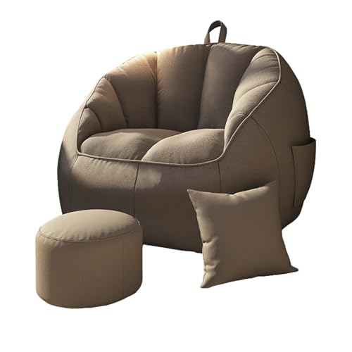 Lazy - Sillón puff con respaldo, acogedor asiento de salón de un solo piso para dormitorio, sofá reclinable suave para relajarse, sentado, acostado, comodidad que ahorra espacio para habitaciones