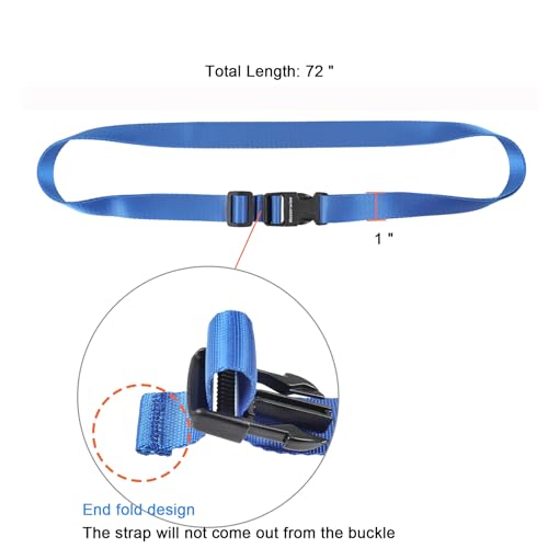 Image of Buckle Straps, Adjustable Nylon Straps, Blue 4 Pack (6'x1 inch) | Packing Strap Nylon Travel Belt Nylon Backpack Accessory with Buckle Clips for Suitcases, Packing, Travel, Hiking