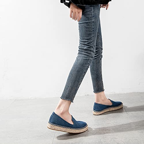 Image of Women's Classic Slip on Flat Shoes Casual Cap-Toe Platform Simple Espadrille Canvas Loafers