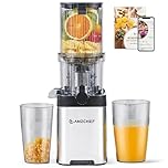 AMZCHEF Cold Press Juicer, Juicers Machines - 1.5L and 118mm Large Feed Chute for Whole Fruits & Vegetables, Stainless Steel Slow Masticating Juice Easy to Clean, Large Auger, Double Strainers