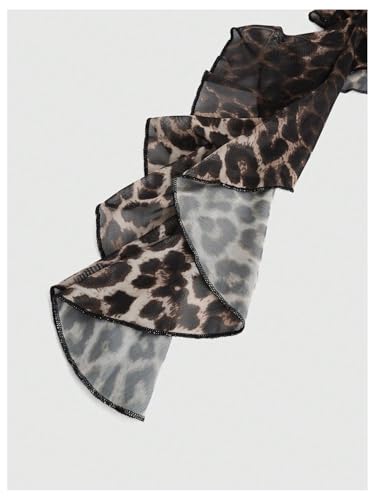 GORGLITTER Women's Plus Size Cheetah Ruffle Mini Skirt Y2K Layered Flowy Skirts with Underneath4