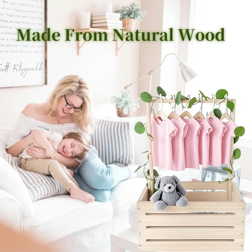 Boîte de rangement avec poignée en bois et décor eucalyptus pour chambre bébé