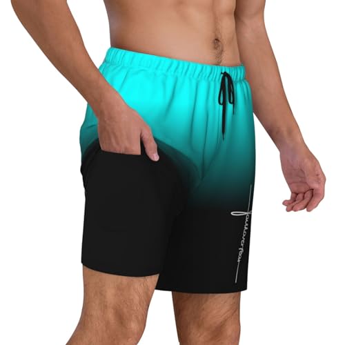Men's Swim Trunks with Compression Liner Bathing Suit Faith Over Fear Bible Scripture Verse Christian Beach Shorts,2