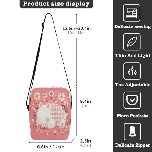 Cute Cartoon Peach Animal messenger bag for women crossbody shoulder bag crossbody Shoulder Handbag Adjustable Strap for business Outdoor Daily3