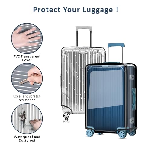 Image of Premium Trolley Bag Cover - Stretchable Luggage Cover for Suitcase | Anti-Scratch Travel Bag Protector for Small Bag | Washable & Durable Suitcase Cover for Travel (Transparent, 24 Inch)