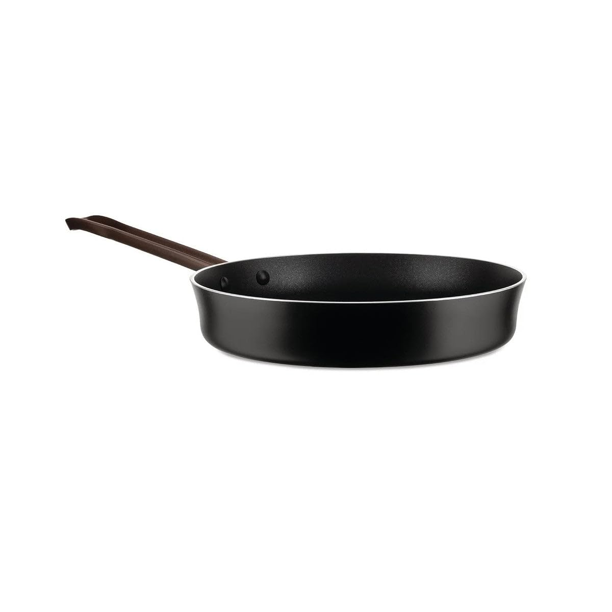 Alessi edo | PU113/20 B - Padella a Manico Lungo in Alluminio con Rivestimento Antiaderente, Manico in Acciaio Inox con Rivestimento in PVD, Marrone