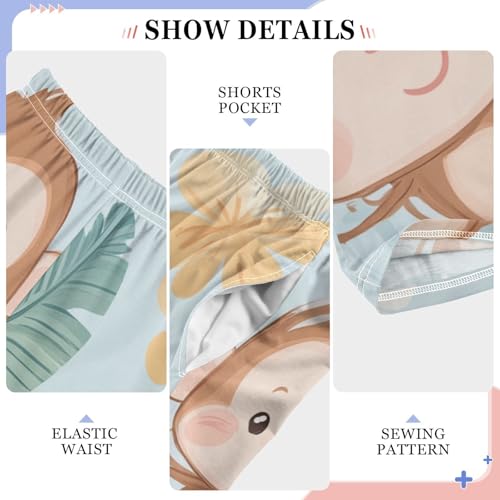 Tropical Monkey Leaf Boys Long Pants Soft Trousers Elastic Waist Kids Lounge Bottoms with Pockets S-XL4