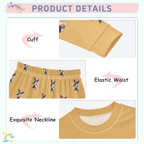 Fustylead Halloween Happy Husky and Pumpkin Cotton Pajamas, Snug Fit Long Sleeve Soft Sleepwear Pjs4