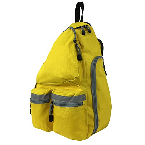 Image of K-Cliffs Heavy Duty Sling Backpack Water-Resistant Laptop Bookbag Body Bag Bright Color Safety Reflective Stipe