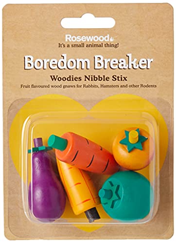 Rosewood Boredom Breaker Woodies Nibble Stix, Paquete de 5, Juguetes de Conejo y Juguetes de Animales pequeños
