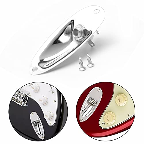 Chrome Oval Style 0.25-Inches Guitar Pickup Output Input Jack Plug Socket for Fender Strat - Thumbnail 6