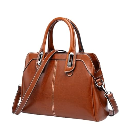 Sac à main en cuir de vache huilé et ciré au design vintage élégant
